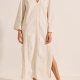 Agave Cream Boucle Stripe Caftan