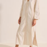 Agave Cream Boucle Stripe Caftan