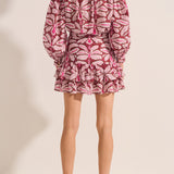 Asia Fuchsia Orchid Print Mini Skirt