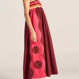 Philomela Red & Pink Wave Patchwork Poplin Dress