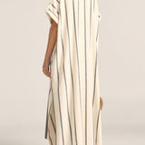 Castor Black and White Broken Stripe Caftan