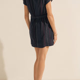 Ocean Navy Boucle Mini Dress