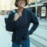 Apollo Boucle Stripe Quilted Kimono Jacket