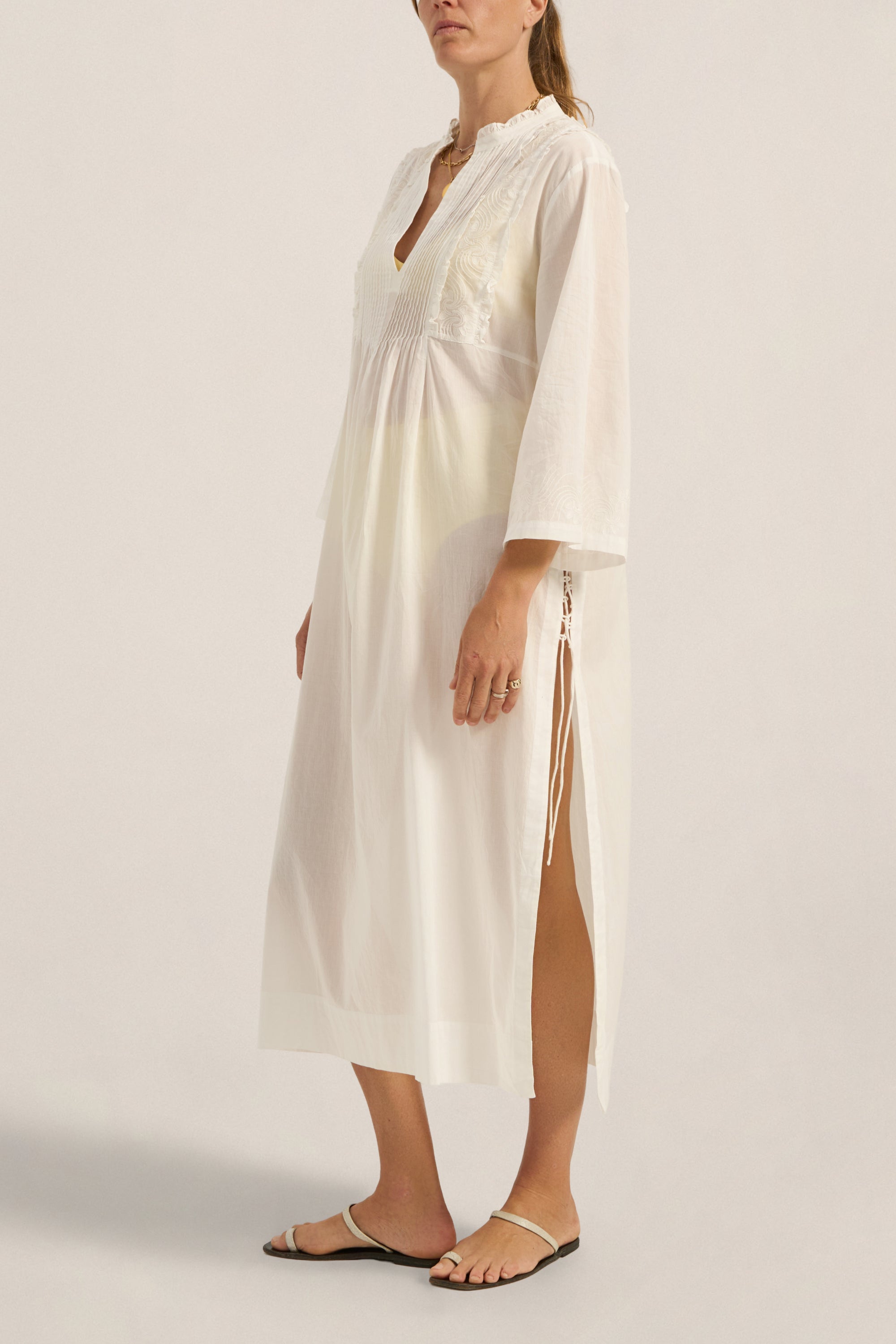 ILIO NEMA Sunion White Voile Caftan