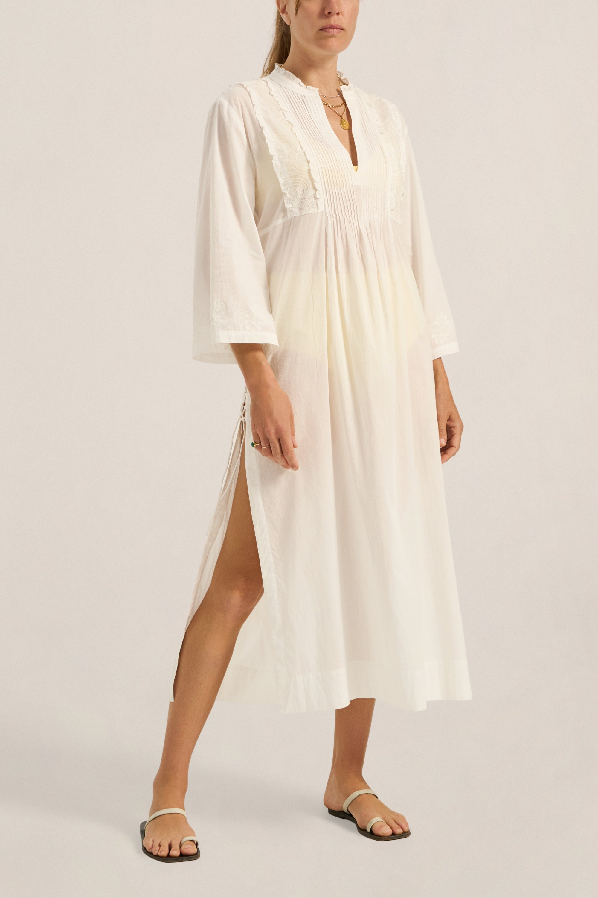 ILIO NEMA Sunion White Voile Caftan