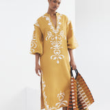 Phanes Golden Yellow Applique Caftan