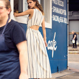 Eirene Black and White Broken Stripe Dress