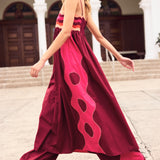 Philomela Red & Pink Wave Patchwork Poplin Dress