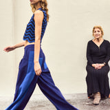 Cynthia Blue & Black Wave Hand Crochet Top
