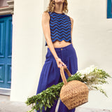 Cynthia Blue & Black Wave Hand Crochet Top