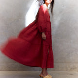 ILIO NEMA Red Cotton Voile MAXI DRESS
