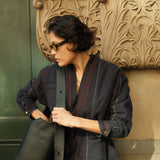 Apollo Boucle Stripe Quilted Kimono Jacket