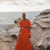 Cyprian Red & Pink Eyelet Skirt