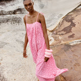 Ammon Pink & Red Eyelet Dress