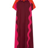 Attica Red & Pink Wave Patchwork Poplin Shirtdress