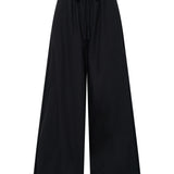 Pelias Black Crochet Poplin Pants