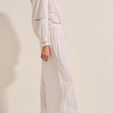 Pelias White Crochet Poplin Pants