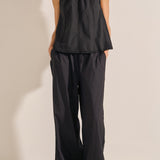 Sample - Black Crochet Poplin Pants