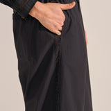 Pelias Black Crochet Poplin Pants