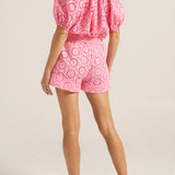 Lucidia Red & Pink Eyelet Top