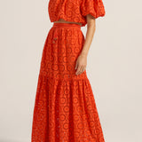 Cyprian Red & Pink Eyelet Skirt
