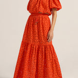 Antiope Red & Pink Eyelet Top