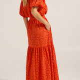 Cyprian Red & Pink Eyelet Skirt