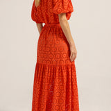 Antiope Red & Pink Eyelet Top