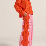 Belus Red & Pink Eyelet Pants