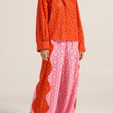 Belus Red & Pink Eyelet Pants