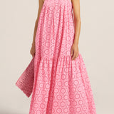 Ammon Pink & Red Eyelet Dress