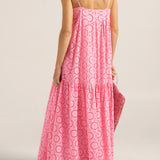 Ammon Pink & Red Eyelet Dress