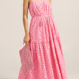 Ammon Pink & Red Eyelet Dress