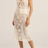 Flora White Crochet Vest