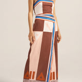 Aethra Pink & Brown Sarong Dress