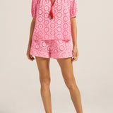 Talus Red & Pink Eyelet Shorts