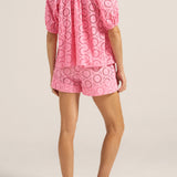 Talus Red & Pink Eyelet Shorts