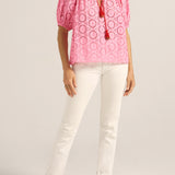Lucidia Red & Pink Eyelet Top