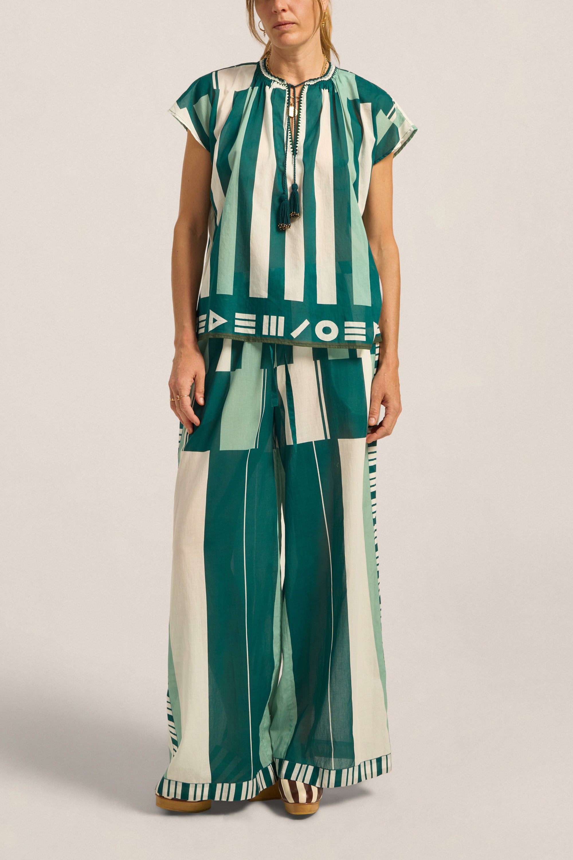 ILIO NEMA Ossa Green Sarong Voile Top