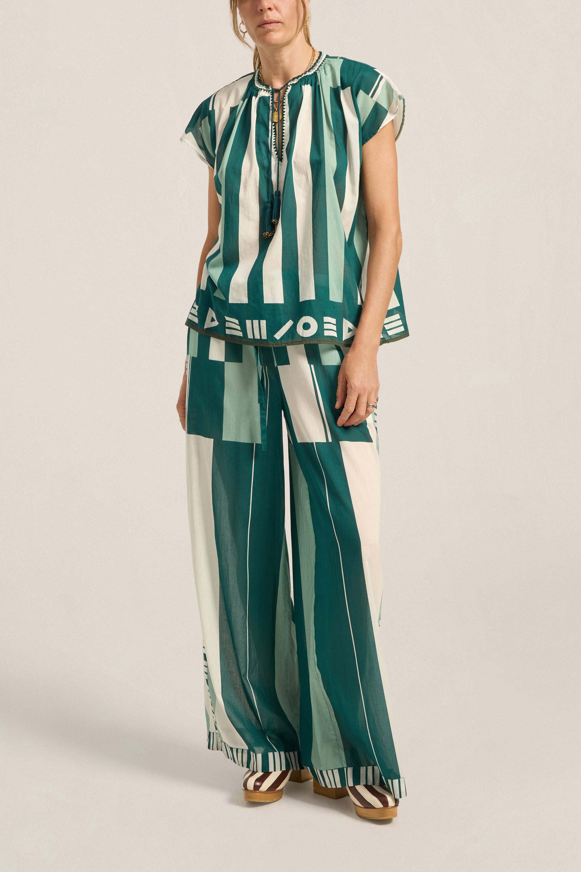 ILIO NEMA Ossa Green Sarong Voile Top