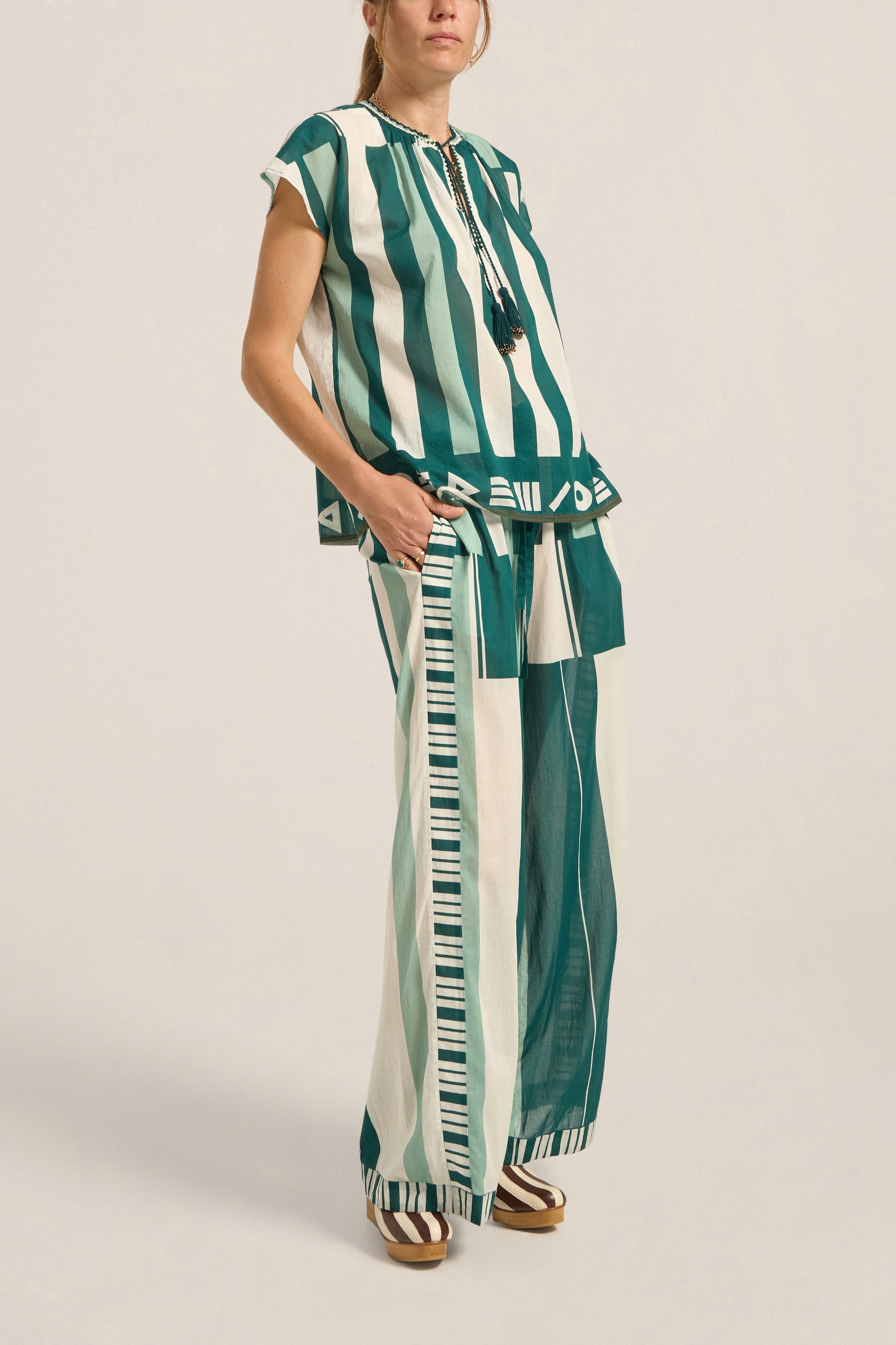 ILIO NEMA Clio Green Sarong Voile Pants