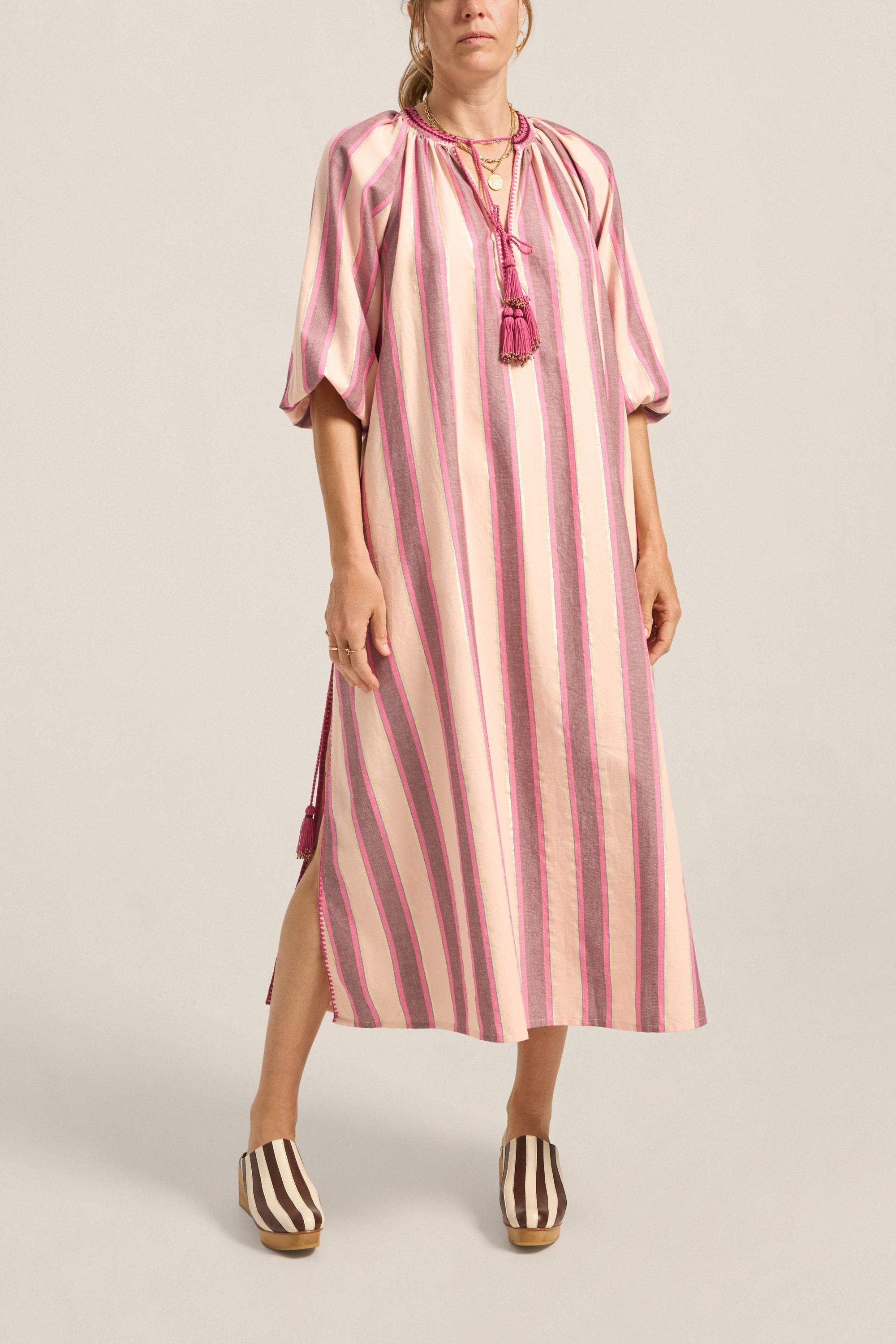 ILIO NEMA Priam Pink Mykonos Stripe Caftan