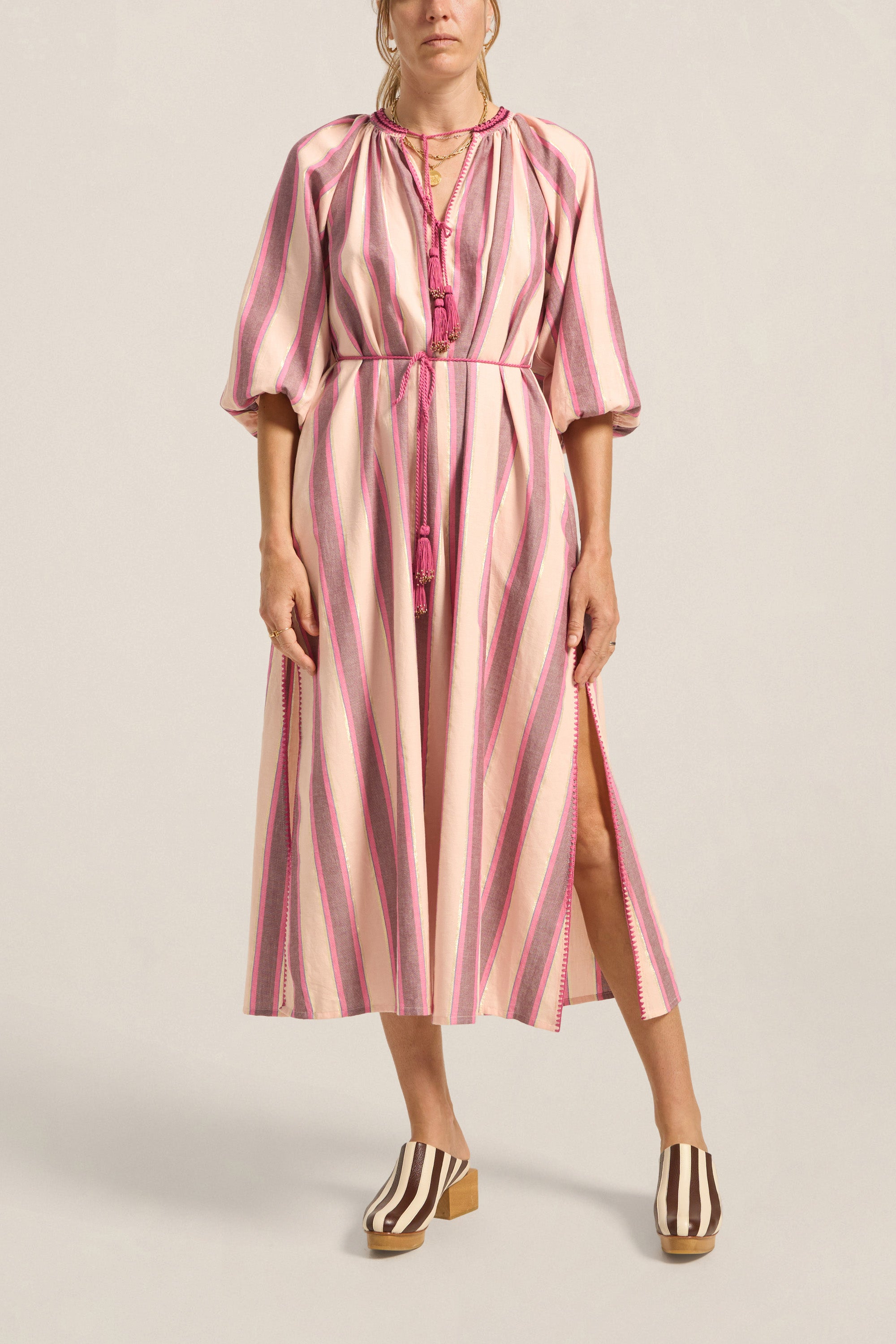 ILIO NEMA Priam Pink Mykonos Stripe Caftan