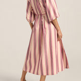 ILIO NEMA Priam Pink Mykonos Stripe Caftan BACK