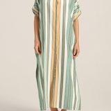 ILIO NEMA Melanie Green Fez Stripe Caftan
