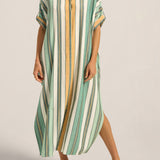 ILIO NEMA Melanie Green Fez Stripe Caftan