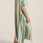 ILIO NEMA Melanie Green Fez Stripe Caftan side