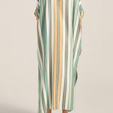 ILIO NEMA Melanie Green Fez Stripe Caftan back