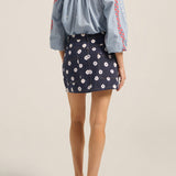 Plato Ditsy Tie Dye Denim Skirt