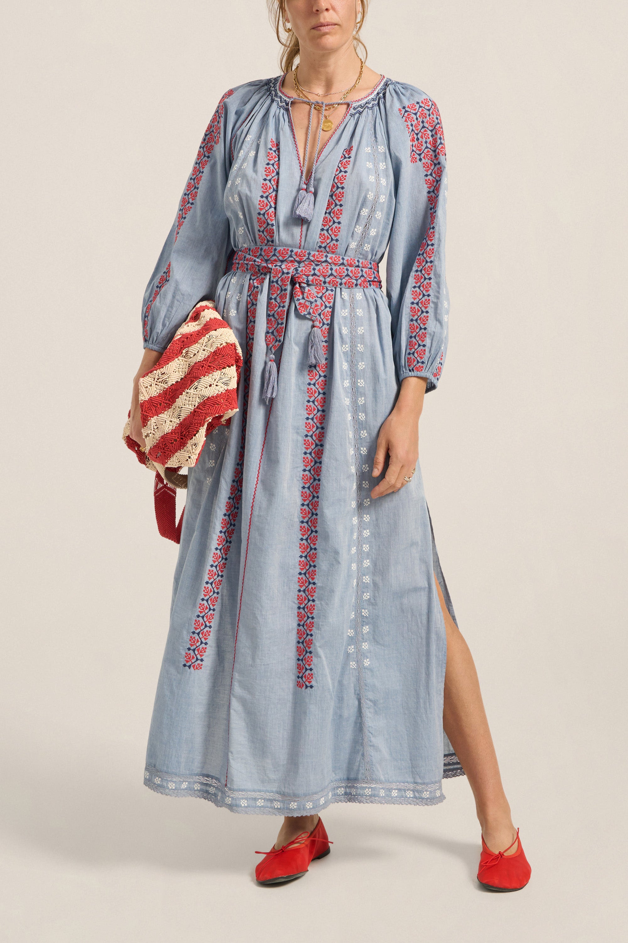 ILIO NEMA Parnassus Blue Chambray Caftan